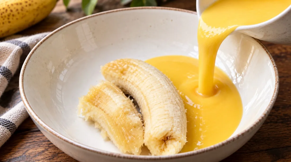 1 bananas ir 2 kiaušiniai: bananiniai blynai be miltų ir cukraus – pusryčiams per 5 minutes