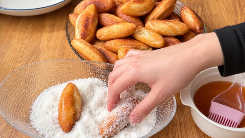 Į tešlą dedu džemą: minkštos ir purios keptuvėje keptos bandelės jaukiam arbatos vakarėliui