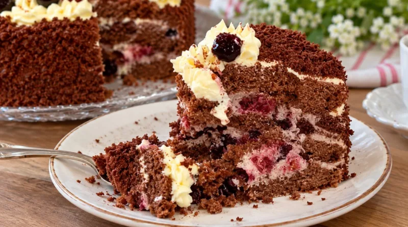 Tortas „Svajonė“ iš 80‑ųjų: šokoladiniai biskvitai, virintas kremas ir vyšnių sluoksnis