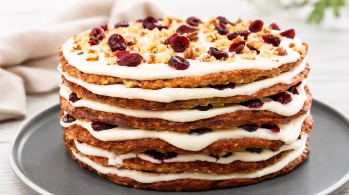 Keptuvėje kepamas minkštas ir aromatingas obuolių–avižų tortas be kvietinių miltų